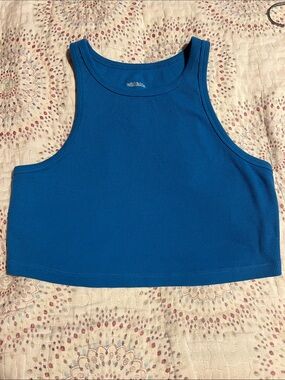 Women’s Ribbed Crop Tank Top - Blue